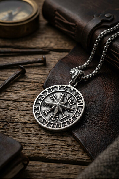 Begondio Vegvisir Compass Handcrafted Stainless Steel Chain Men Necklace