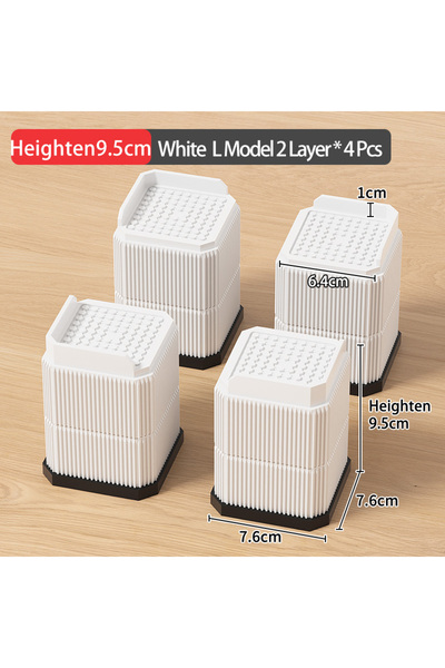 Choice White XL 4PCS Adjustable Height Furniture Risers - High Load - Bearing...