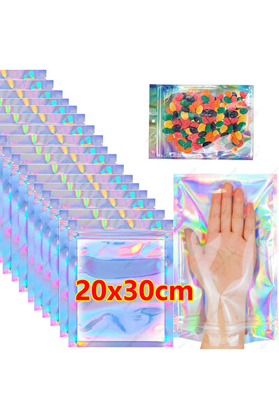 Choice17 20 قطعة 20x30 سم 200-1PCS أكياس بلاستيكية ملونة هولوغرافية قابلة لإع...