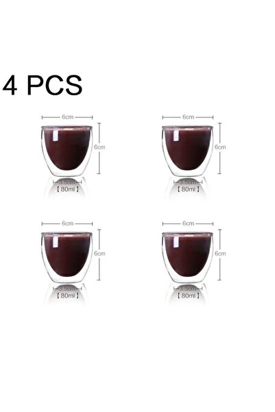 Choice3 80-450 مل 4 قطع 80 مل كوب زجاجي مزدوج الجدار عازل للحرارة شفاف مصنوع ...