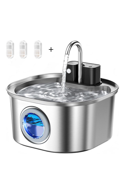 Choice1 Pet Water 3Chip 3L Stainless Steel Wireless Recharging Sensor Cat Wat...