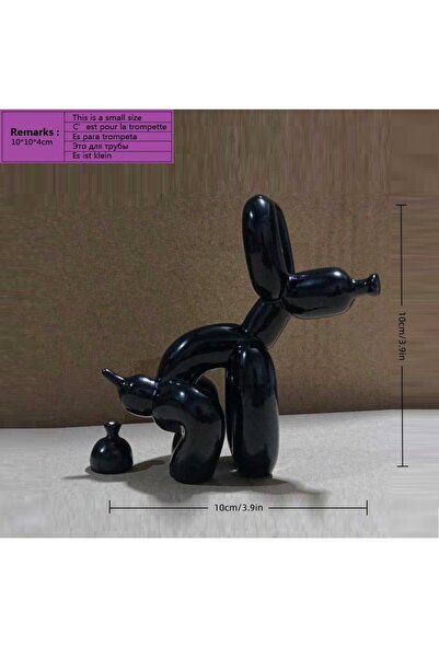 Choice7 Small black Modern Art Squat Balloon Dog Animal Decorative Statue, Su...