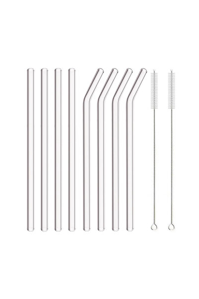 Choice3 10Pcs Mix 8mm High Borosilicate Glass Straw 3/5/10/11Pcs Reusable Eco...