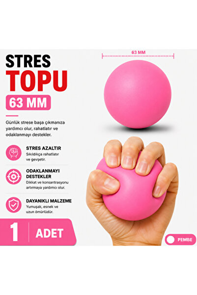NUBEX PROMOSYON 63 mm PU Stres Topu - Yumuşak Sıkma Topu - 14 Renk Seçeneği -...