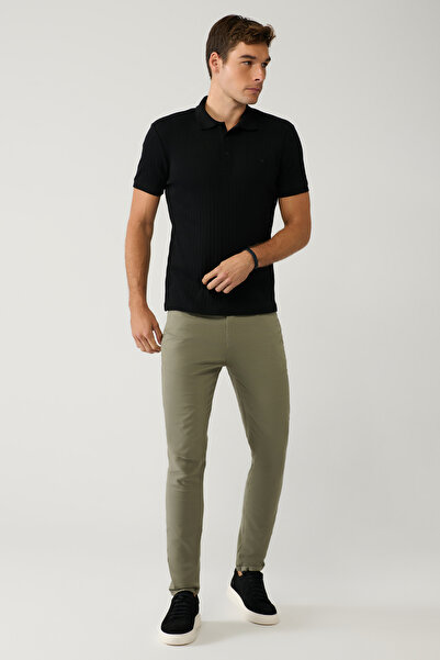 Avva Pánské khaki klasické kalhoty s měkkým dotekem z bavlny Slim Fit B003038