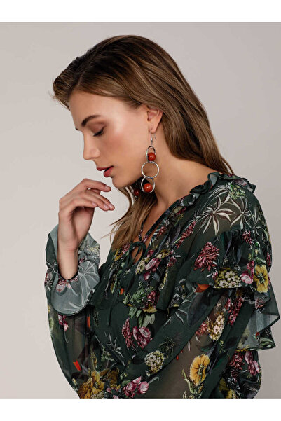 Roman Içiçe Geçmiş Halka ve Boncuk Detaylı Kadın Küpe Standart Renk K2289635_089