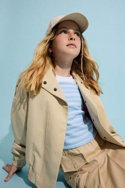 DeFacto Half Fisherman Stand Collar Light Beige Jacket Girls H1234A826Au