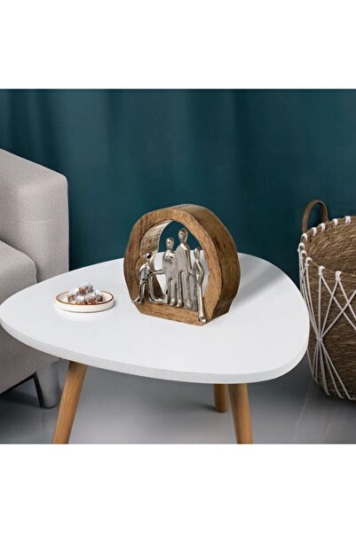 BAMI NETWORK Decoratiune de Masa Coronita Lemn Familie 19.5x5x18cm