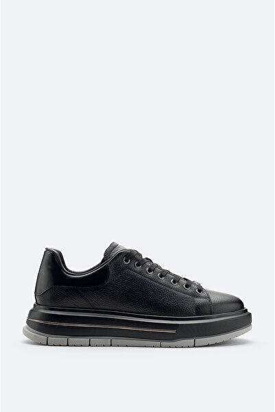 Avva Men's Black 100% Leather Flexible Sole Lightweight Casual Shoes A52Y8017