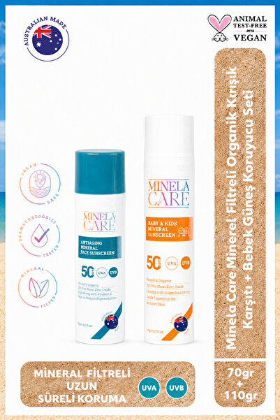 Minela Care Mineral Filtreli Organik Kırışık Karşıtı Bebek Güneş koruyucu set Pa