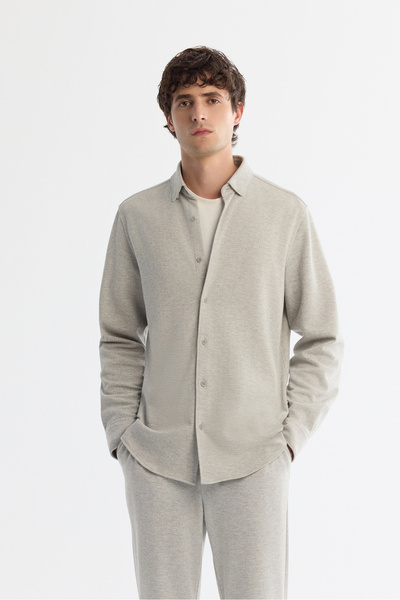 Avva Men's Gray Button-Down Collar Linen Blend Easy-Iron Comfort Fit Shirt A4...
