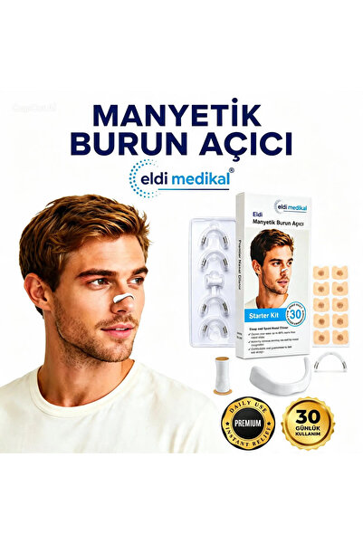 Eldi Medikal Manyetik Burun Açıcı/Bandı Başlama Seti (30 Çift, Beyaz) - Horla...