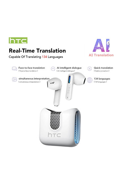 choice2 White-AI 2026 Language Translator Earbuds HTC NE49 TWS Low Latency Ga...