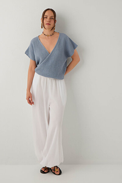 İpekçi Otantik Nomad Anvelop Muslin Women's Blouse Ice Blue