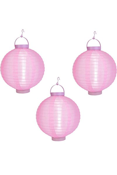 partidolu 20 cm Led Işıklı Kağıt Japon Feneri Bebek Pembesi Renk 3 Adet retro