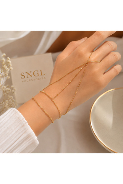 SNGL ACCESSORİES Zarif Altın Renk Çelik Zincir Şahmeran – Minimal El Bilek Ak...