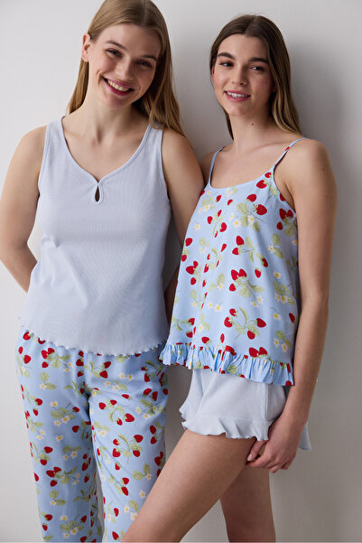 Penti Top de pijama pentru atletă Strawberries Chally albastru deschis