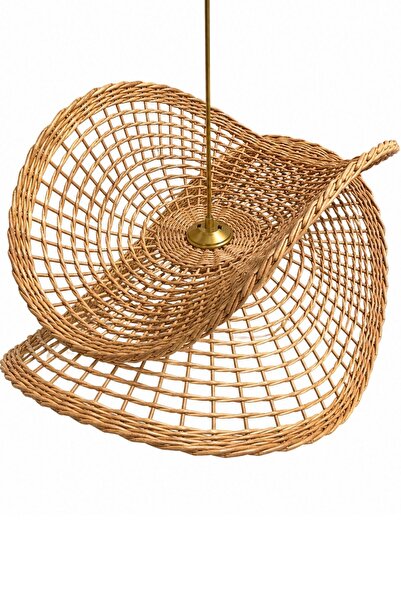 Joujou LUNA AVİZE 60 Cm Çap | El Yapımı Rustik Rattan Hasır Avize| Doğal İska...