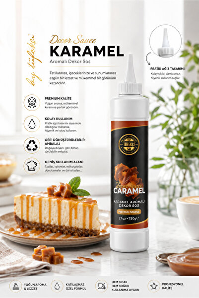 By Tüfekçi 4’lü Dekor Sos Avantajlı Paket 750 Gr x 4 | Çilek, Karamel, Çikolata, Beyaz Çikolata Tatlı ve Pasta Sosu