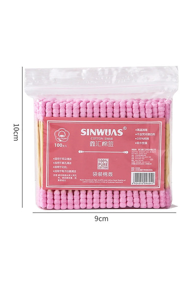 choice2 F15 Pink 100pcs Pack Double Head Cotton Swab Women Makeup Cotton Buds...