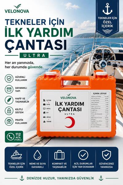 Tekneler İçin İlk Yardım Çantası Ultra – Neme ve Suya Dayanıklı, Acil Durum Seti, Taşınabilir ve Kilitli