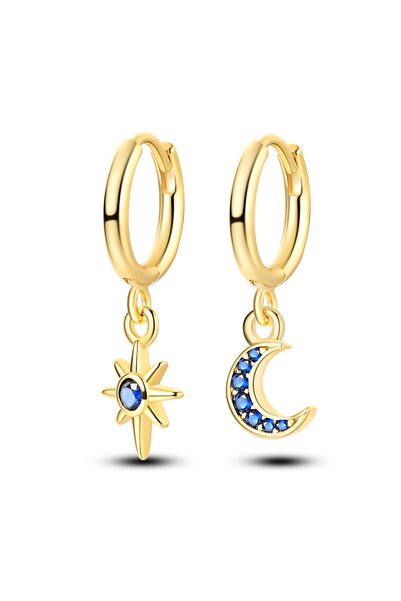 Choice31 KTE022-GD Gold Color Silver 925 Earring For Woman Round Sun Moon Hea...