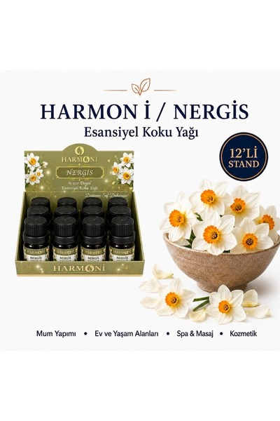 HARMONİ NERGİS Çiçeği Esansiyel Uçucu Koku 10ML 12'li Stant Difüzör Esansı Bu...