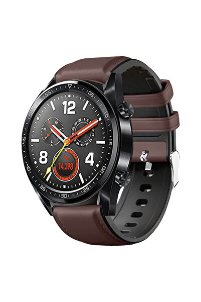 Choice Dark brown leather Leather Silicone Bracelet For GTR 47mm Wrist Strap ...