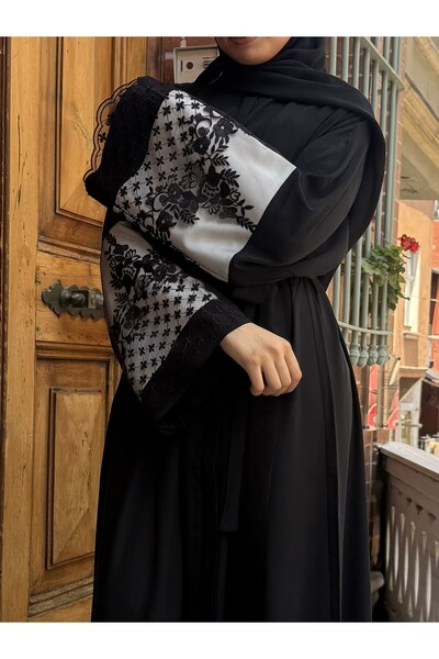 zeynep uyanık White Sündüs Noble Lace Robe – Special Design with Belt and Zipper