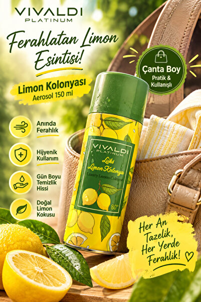 Vivaldi Platinum Limon Kolonyası Lüks 80 Derece Sprey Aerosol 150 Cc