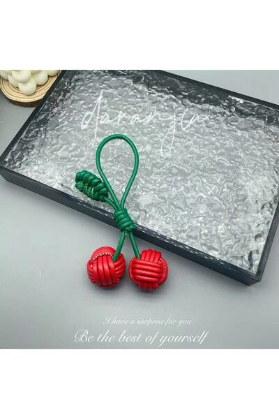 choice2 Red Delicate Cute Woven Ball Bag Decoration, Fashion Woven Cherry Per...