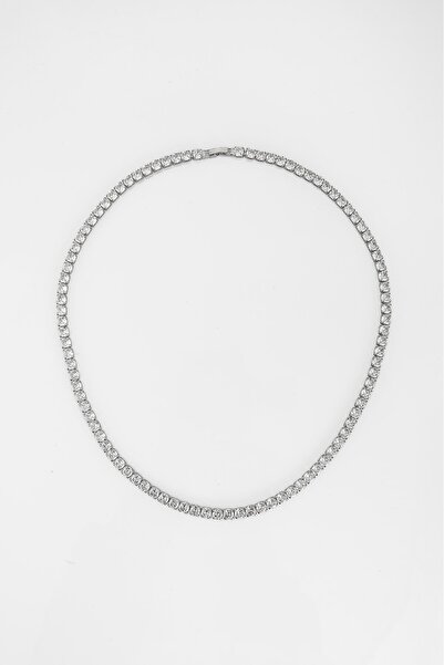 Crupt Studio 5mm X 50cm Tennis Chain Silver Tone Zincir Erkek Kolye