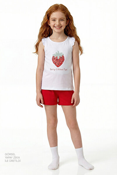 Penti Girl's Red Berrylicious Short Sleeve 2-Piece Pajama Set