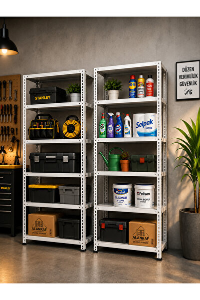 ALANRAF Çelik Raf 6 Katlı 2 Adet 31x75x200 Raf Sistemleri, Depo rafı, Arşiv r...