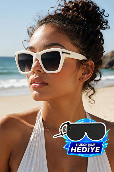 MİLANO KORS Unisex Gradient Glass White Frame Sunglasses
