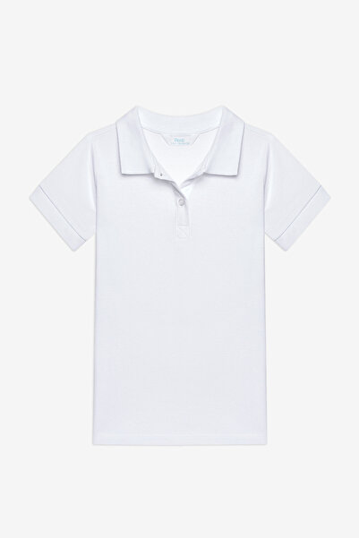 Penti Unisex Beyaz Polo Yaka Organik Beyaz Tişört