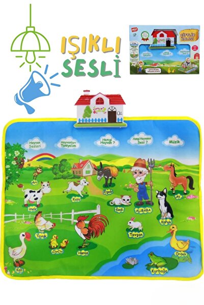 TOYFEST Dokunmatik Sesli Işıklı Çiftlik Halısı – Bebek Aktivite Halısı (Pilli...