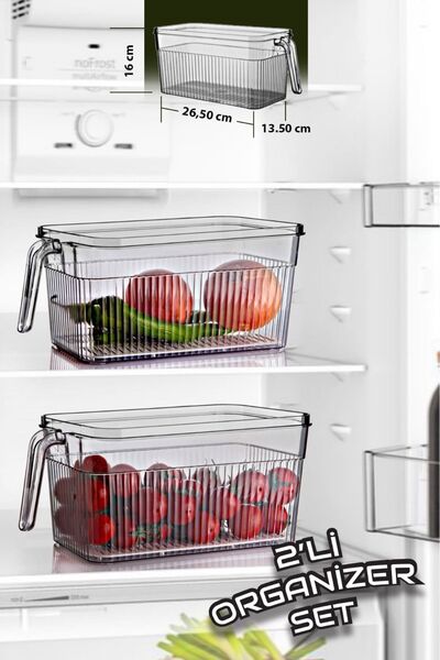 Open Home Concept 2-Piece Organizer with Lid, Handle, and Strainer for Inside...