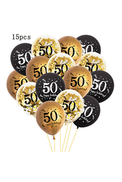 Choice بالونات عيد ميلاد سعيد أخرى A50، 15 قطعة، أسود وذهبي، 30 40 50 60، لتز...
