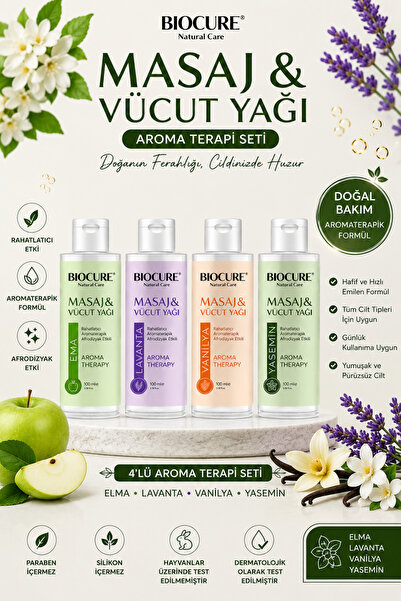 Biocure Rahatlatıcı-aromaterapik  Etkili Masaj Yağı Ve Vücut Bakım Yağı 4 Çeş...