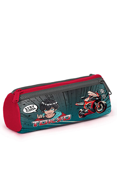 Coral High 22064 KIDS GRİ NEFTİ ANİME MOTORSİKLET DESENLİ ÜÇ BÖLMELİ KALEM ÇA...
