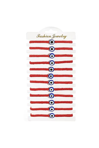 Choice 12 pcs set red 12pcs/set Blue Eye Charms Bracelet for Women Men Adjust...
