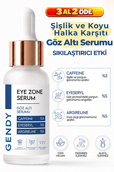 GENDY Morluk, Şişlik ve Koyu Halka Karşıtı Göz Altı Serumu - Caffeine %3, Eye...