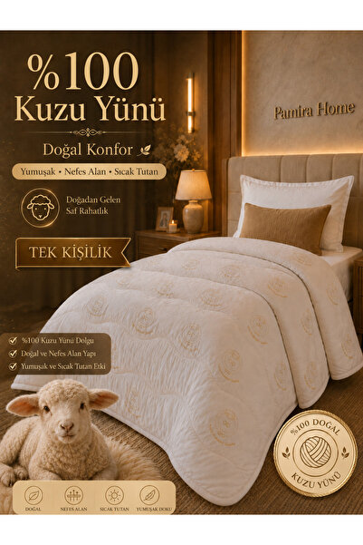 Genel Markalar Tek Kişilik %100 Merinos Kuzu Yünü Yorgan