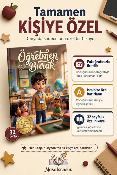 Öğretmen Olmak Kişiye Özel Çocuk Kitabı - İsme Özel Masal - Öğretmene ve Çocuğa Hediye