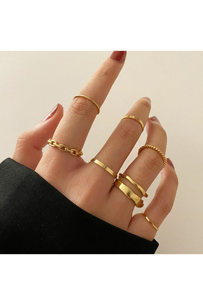 Choice NJ-443-1gold 7pcs Fashion Jewelry Rings Set Hot Selling Metal Alloy Ho...