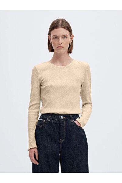 Selected Femme Oberteil mit langen Ärmeln Geripptes