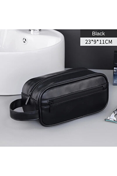 Choice black Men Leather Wash Bag Travel Business Trips Portable Cosmetic Bag...