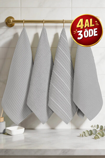 Coton Delux Mira 4-Piece Kitchen and Hand & Face Towel Set 40X60 cm |   100% ...