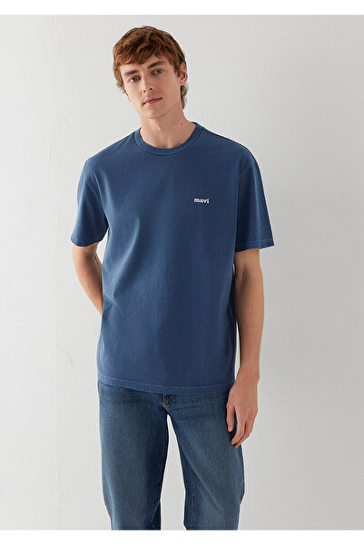 Mavi Logo Printed Navy Blue T-Shirt Loose Fit / Comfortable Cut 0613346-70718